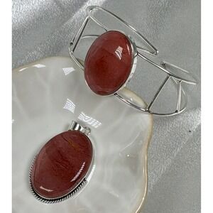 LIMITED EDITION • Genuine Red Jasper Cuff‎ & Pendant Gift Set
